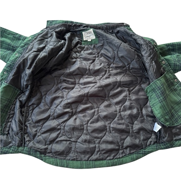 Born Here Genuine Flannel Lined Jacket Shacket Men Medium Green Plaid Quilted - Picture 4 of 6
